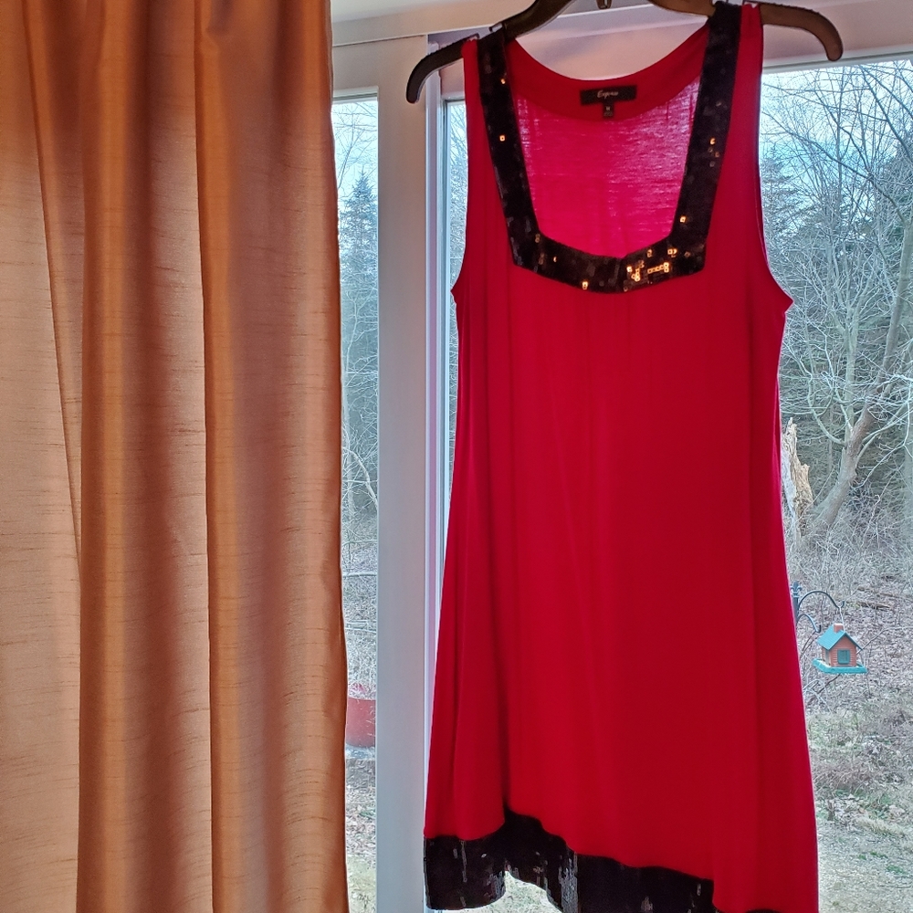 Red with black glitter top